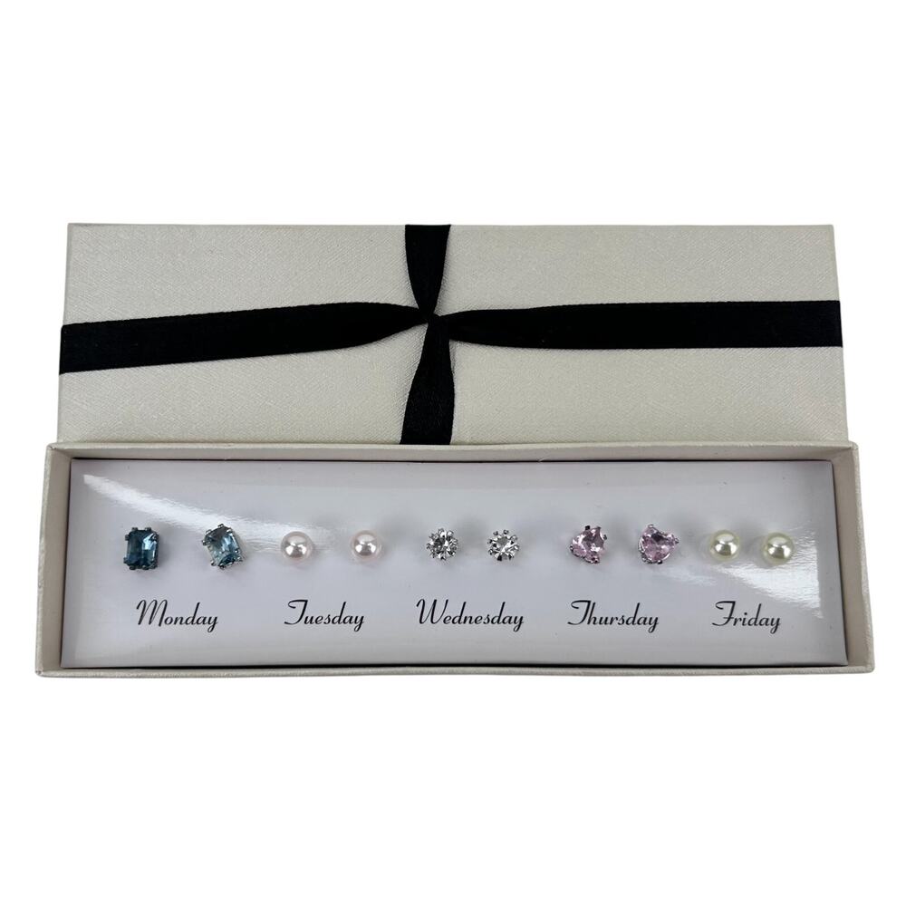 Days of the Week Stud Earrings Fashion Jewelry Monday thru Friday Colors